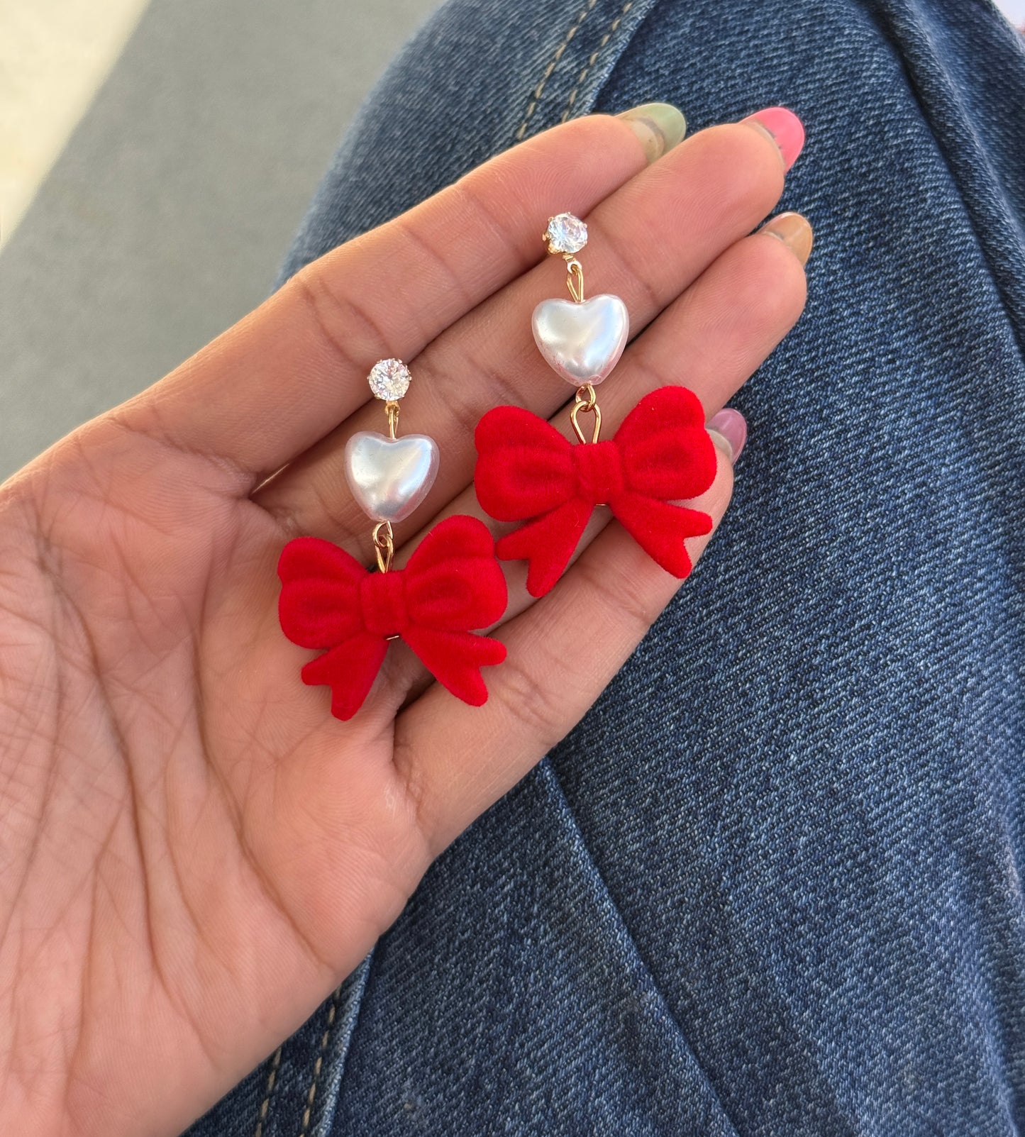 White & Red Xmas Earrings