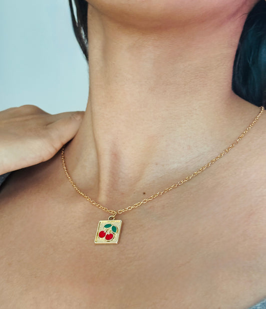 Cherry Gold Plate Necklace