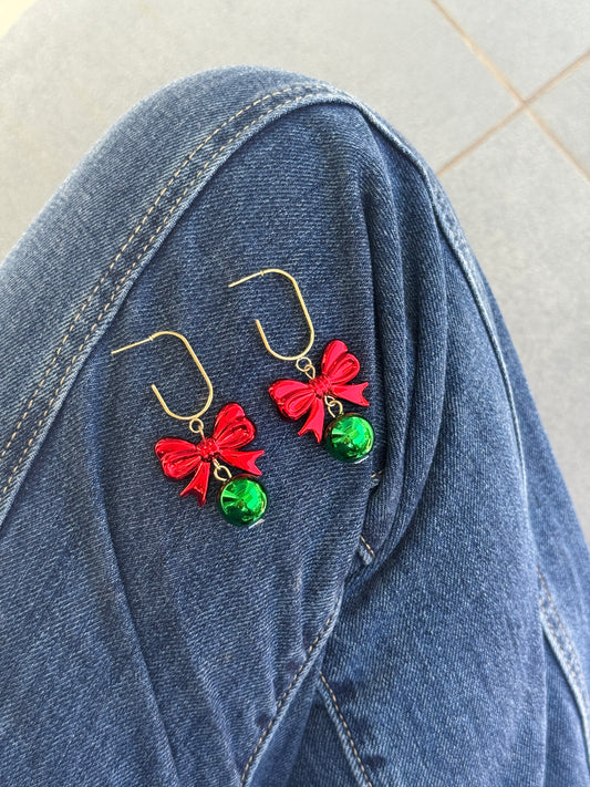Green & Red Xmas Earrings