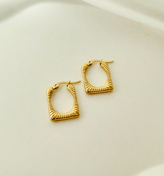 Rectangle Golden Hoop Earrings