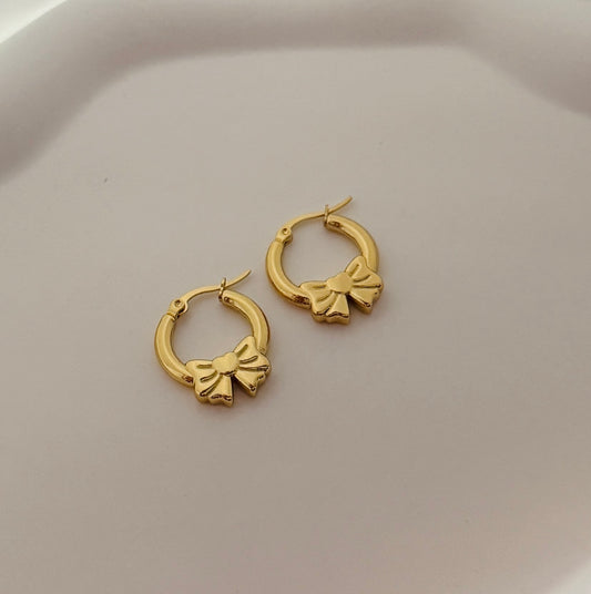Bow Gold Hoop Earrings