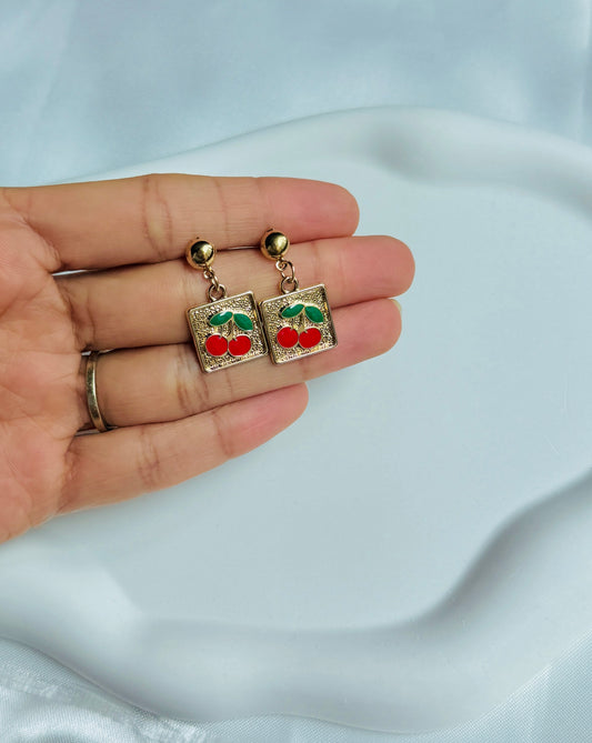 Cherry Gold Plate Earrings