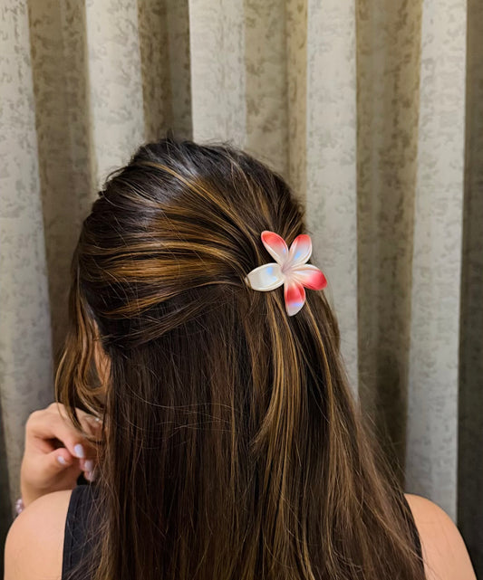 Red-White Ombre Floral Clip