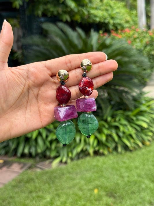 Assymetrical Jade Resin Earrings