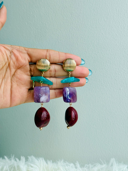 Bohemian Jade Resin Earrings